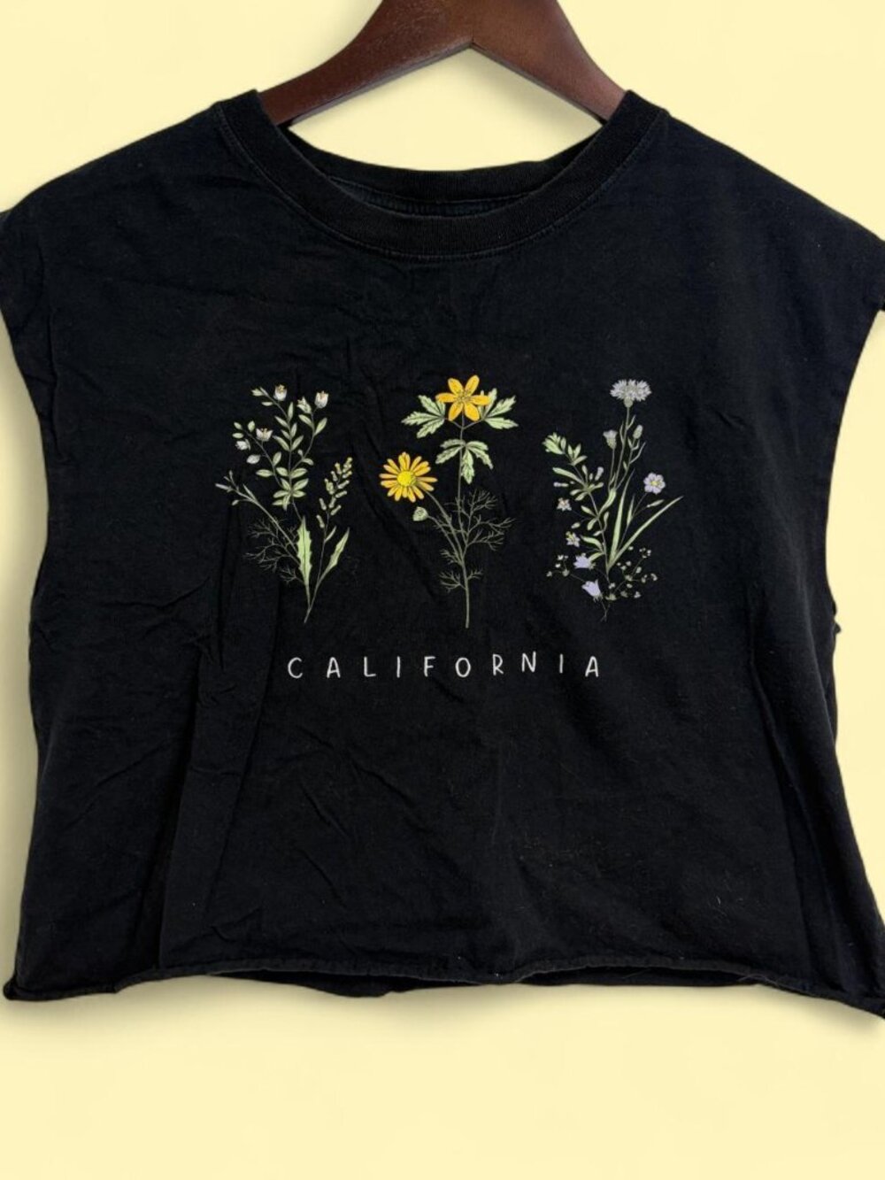 Cold Crush 100% Cotton Black Crop Top - Floral Graphic Tee flowers Whimsigoth